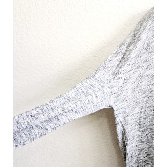 Nordstrom Gray Heathered V Neck Long Sleeve Top Medium Drop Shoulder Lightweight - Picture 2 of 5
